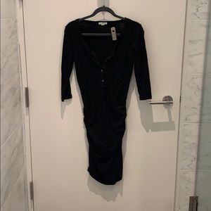 Black 3/4 sleeve Henley dress by James Perse